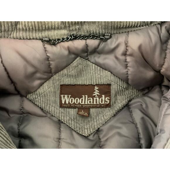 Woodlands Men's Large Vintage Jacket Corduroy Quilted David Peyser Snap Pockets - Picture 6 of 13
